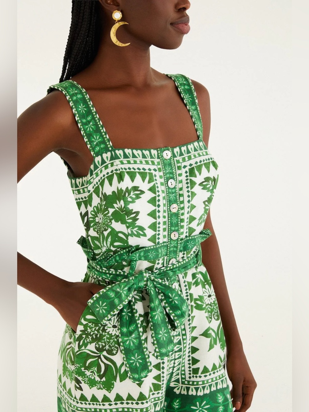 NWT Farm Rio Flora Green Tapestry Romper - size small - Picture 1 of 5